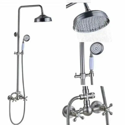 Polished chrome rainfall shower faucet set with handheld for bathroom