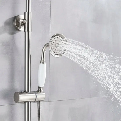 Polished chrome rainfall shower faucet set with handheld for bathroom