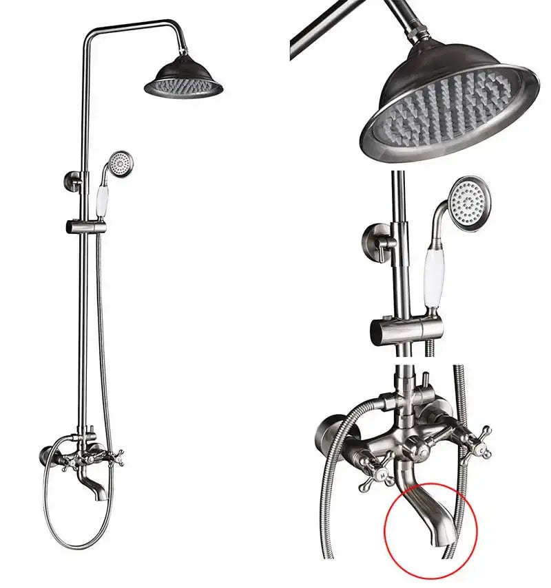 Polished chrome rainfall shower faucet set with handheld for bathroom