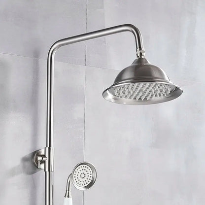 Polished chrome rainfall shower faucet set with handheld for bathroom
