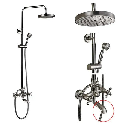 Polished chrome rainfall shower faucet set with handheld for bathroom