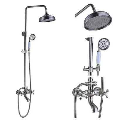 Polished chrome rainfall shower faucet set with handheld for bathroom
