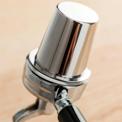 Polished chrome stainless steel espresso dosing cup kitchen tool