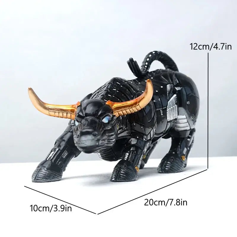 Polished gold wall street bull statue office decor