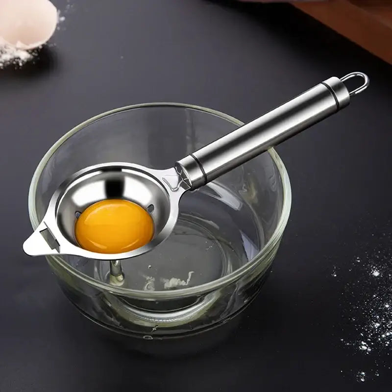 Polished stainless steel egg white separator kitchen yolk filter spoon