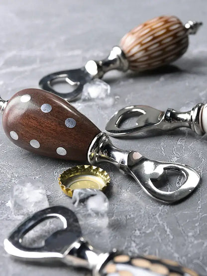 Polka dot black & white ceramic beer bottle opener kitchen tool