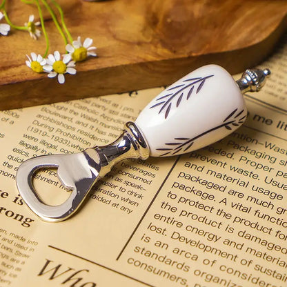 Polka dot black & white ceramic beer bottle opener kitchen tool