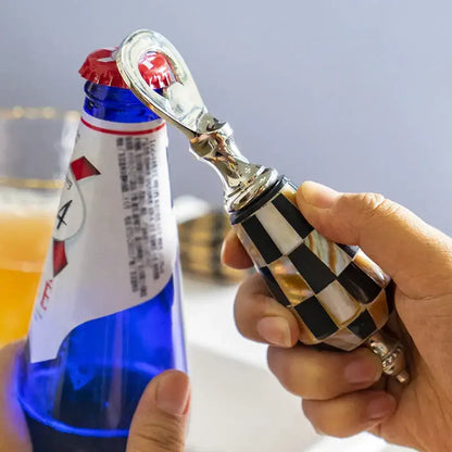 Polka dot black & white ceramic beer bottle opener kitchen tool