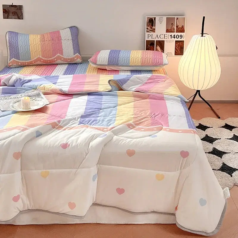 Polka dot smile white & red cool comforter set bedroom ruffled bedding
