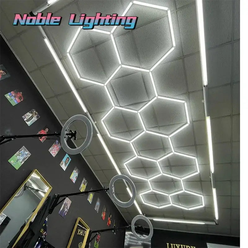 Polygonal snowflake geometric led lights garage workshop decor