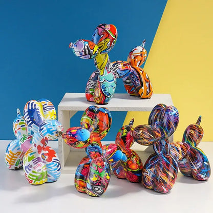 Pop art floral balloon dog sculpture living room decor