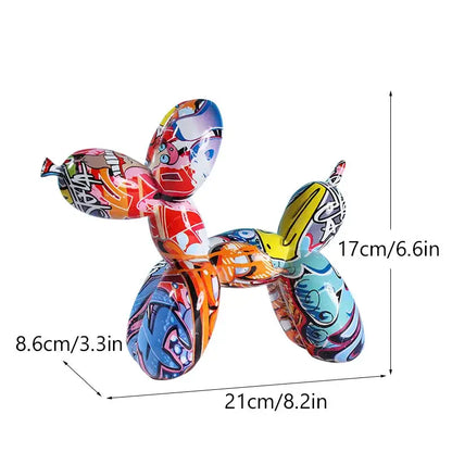 Pop art floral balloon dog sculpture living room decor