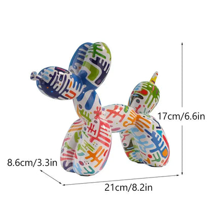 Pop art floral balloon dog sculpture living room decor