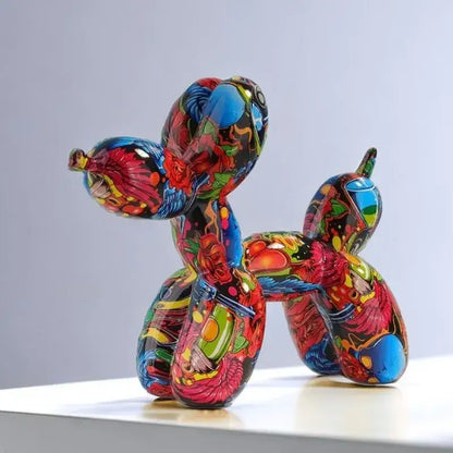 Pop art floral balloon dog sculpture living room decor