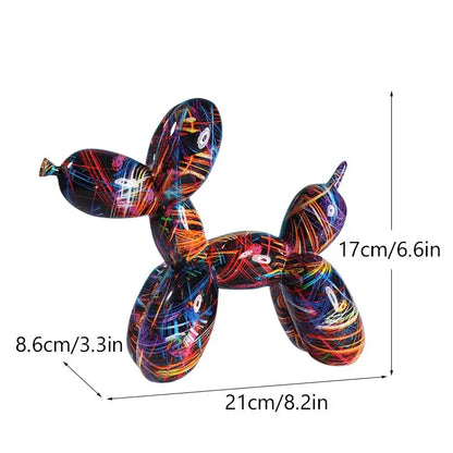Pop art floral balloon dog sculpture living room decor