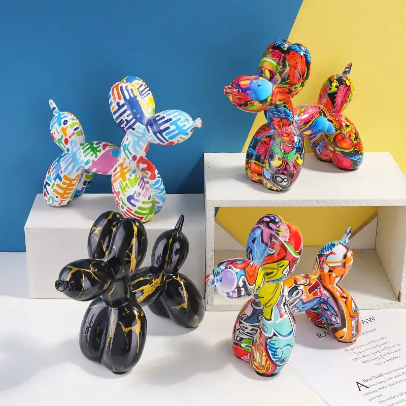 Pop art floral balloon dog sculpture living room decor