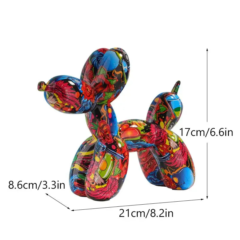 Pop art floral balloon dog sculpture living room decor