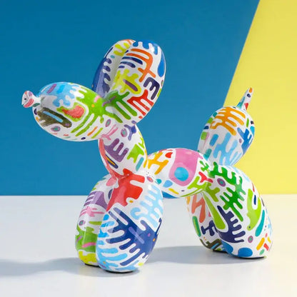 Pop art floral balloon dog sculpture living room decor