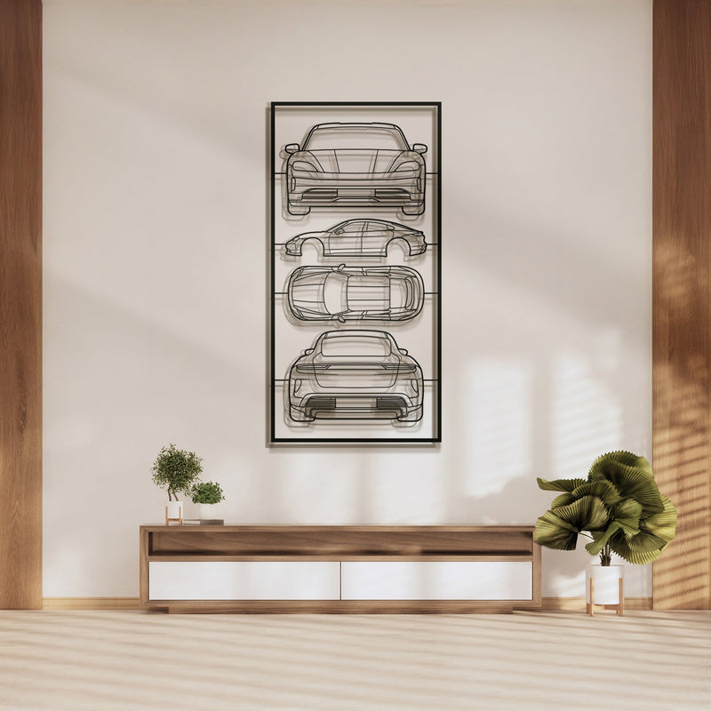 2018 Taycan Quad Profile Metal Frame Silhouette - MT1460