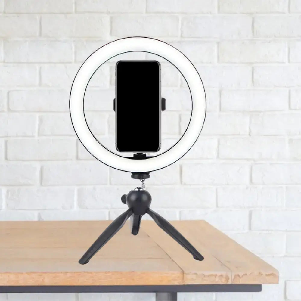 Portable black and white led ring light bedroom phone tripod 110v-120v