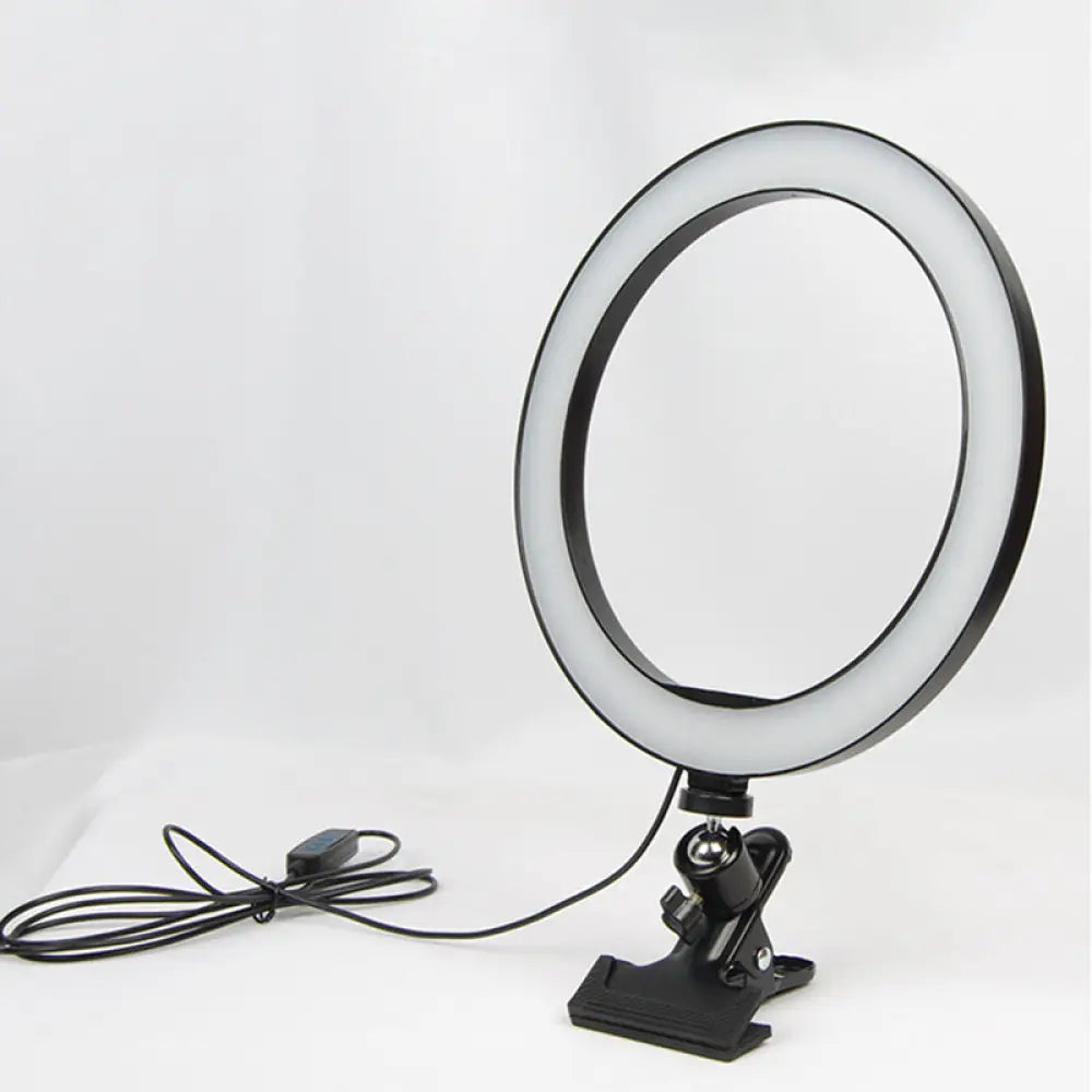 DecorBites™ Portable LED Mirror Light with Black Clip-on, Metal Shade for Mobile Phone Support