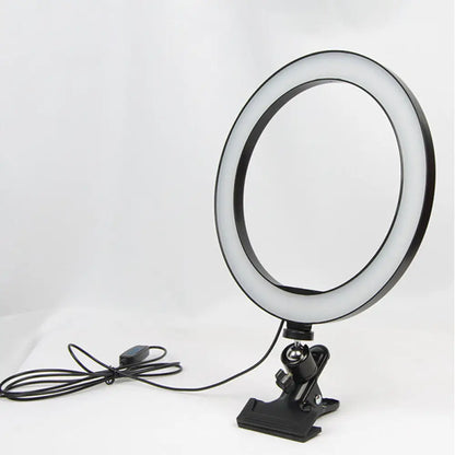 DecorBites™ Portable LED Mirror Light with Black Clip-on, Metal Shade for Mobile Phone Support
