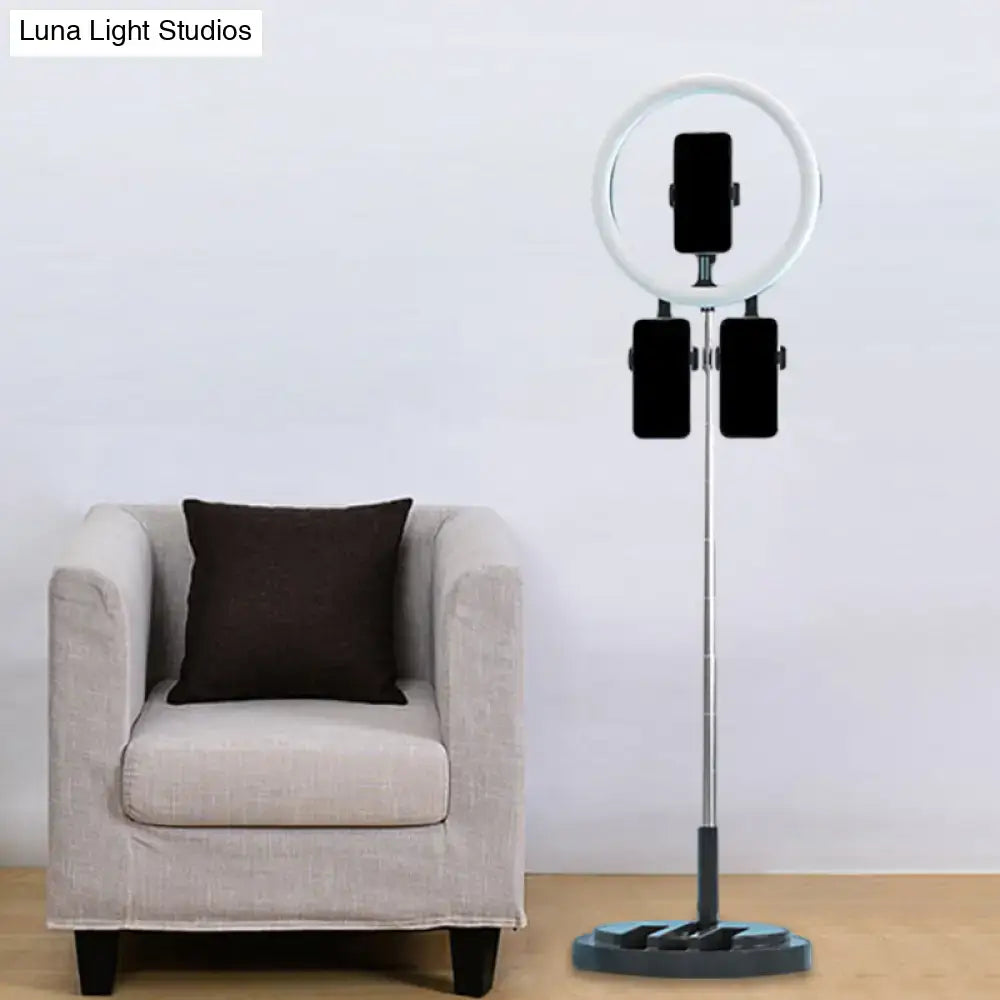 Portable pink & white led ring light bedroom stand with usb port