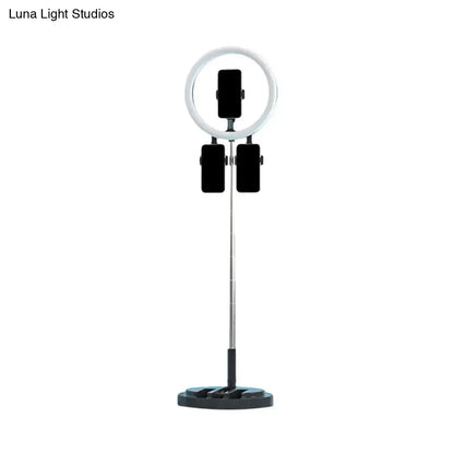 Portable pink & white led ring light bedroom stand with usb port