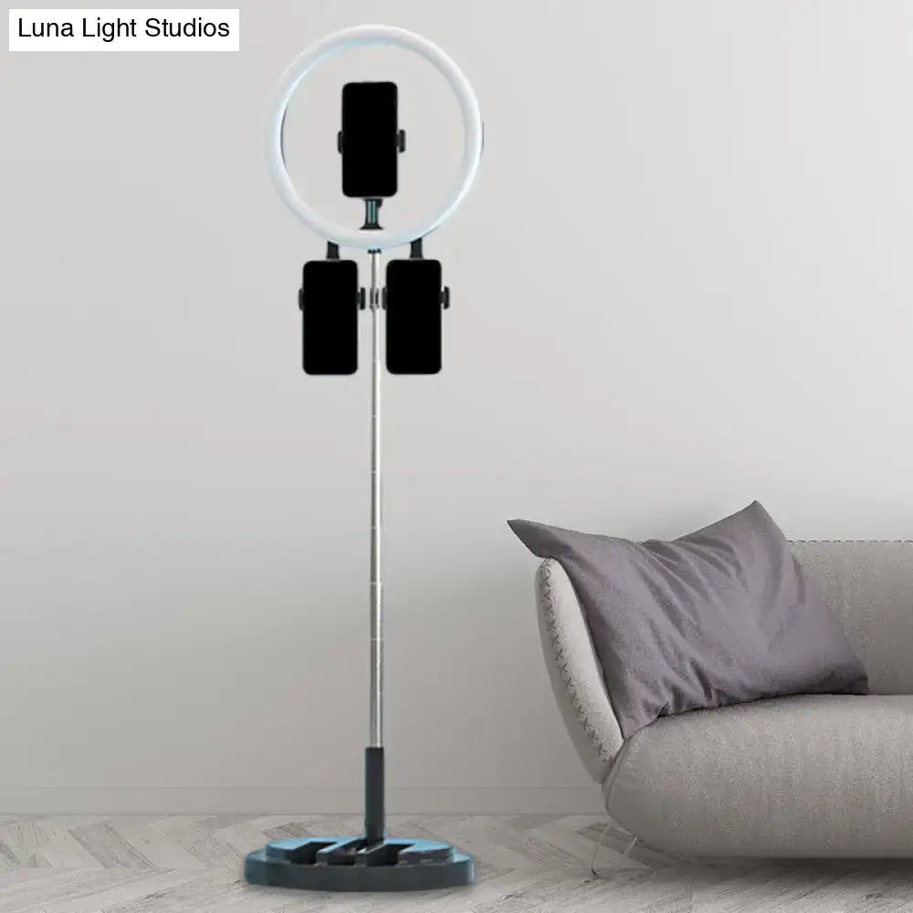 Portable pink & white led ring light bedroom stand with usb port