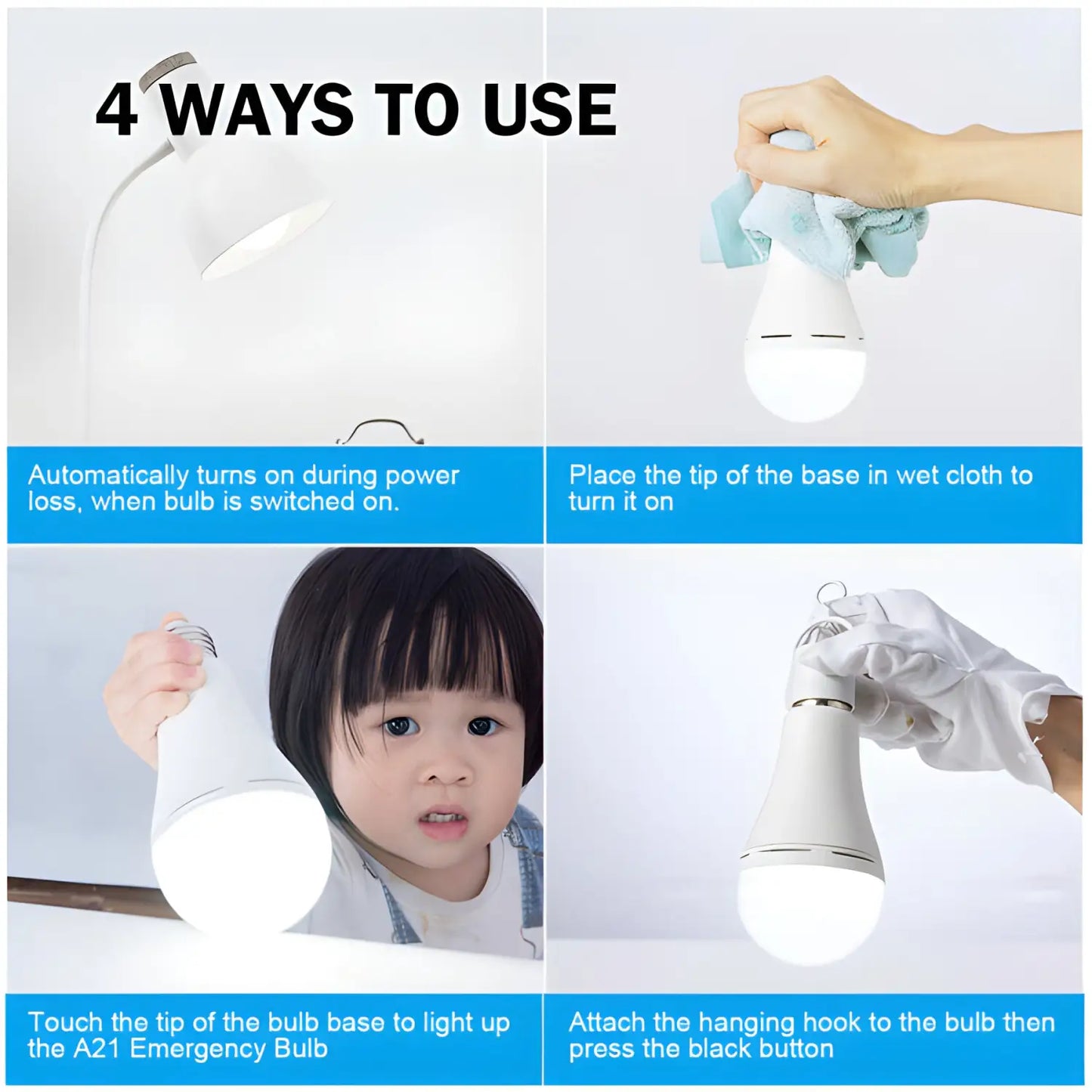Portable Waterproof Rechargeable LED Light Bulb for Camping & Fishing