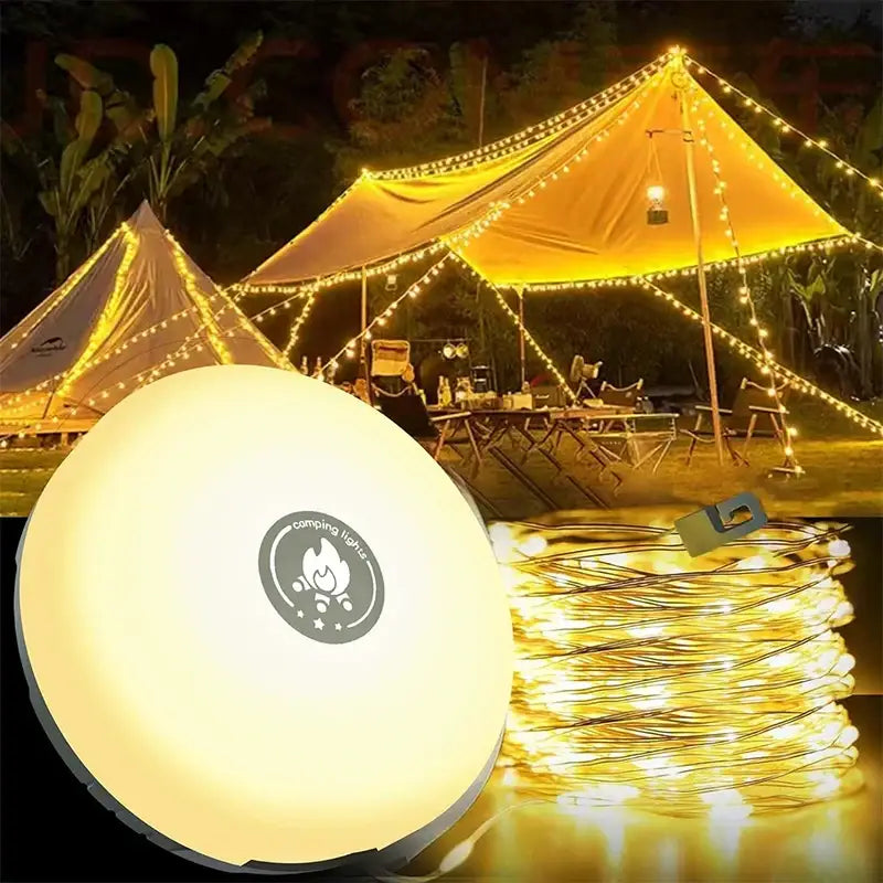 Portable white and black led camping light strip garden tent decor