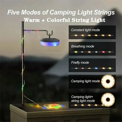 Portable white and black led camping light strip garden tent decor