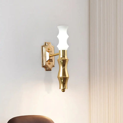 DecorBites™ Post-Modern Bamboo Sconce Metal 1 Light Brass Fixture for Living Room Lighting
