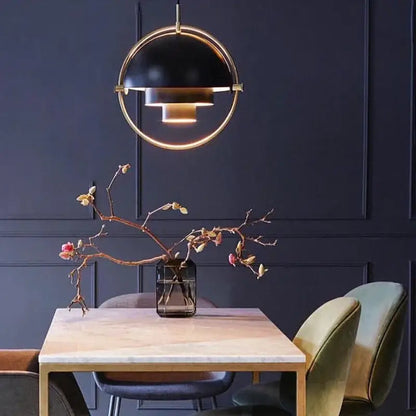 Post modern black & gold iron pendant lights for dining room
