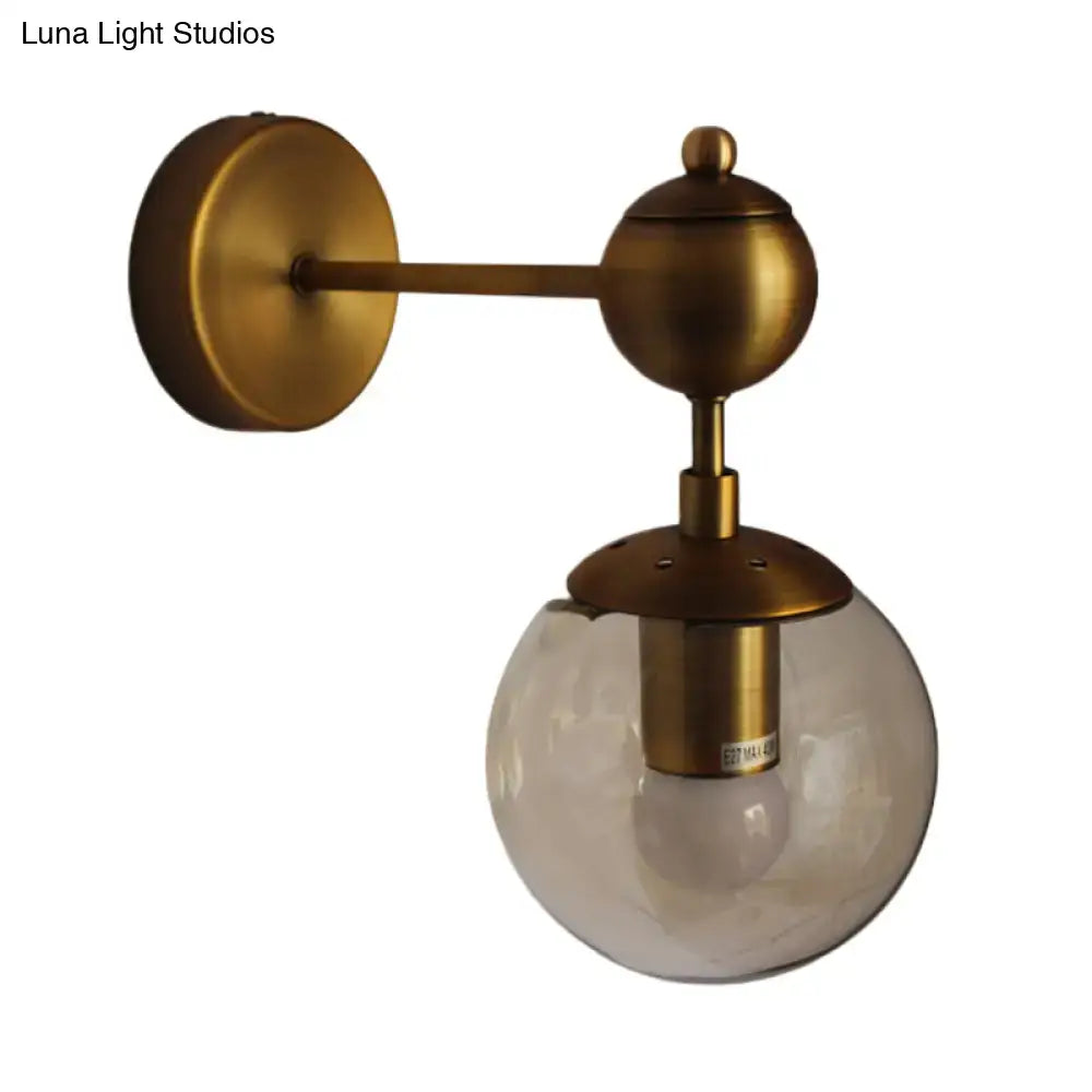 Post modern brass and amber glass wall light bedroom e26 e27 sconce