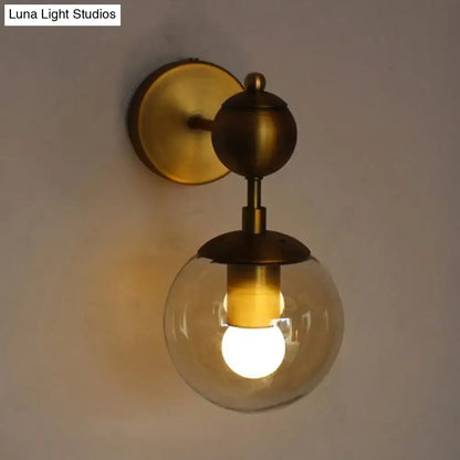 Post modern brass and amber glass wall light bedroom e26 e27 sconce