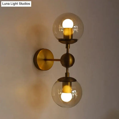 Post modern brass and amber glass wall light bedroom e26 e27 sconce