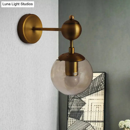 Post modern brass and amber glass wall light bedroom e26 e27 sconce