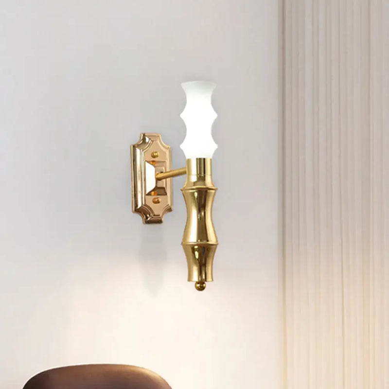 Post-modern brass bamboo wall sconce living room e27 bulb base light