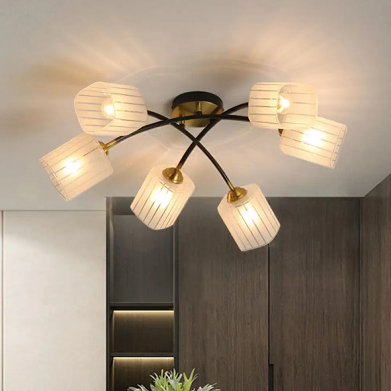 DecorBites™ Post Modern Brass Ceiling Light with Frosted Glass - 6/8-Light Flush Mount