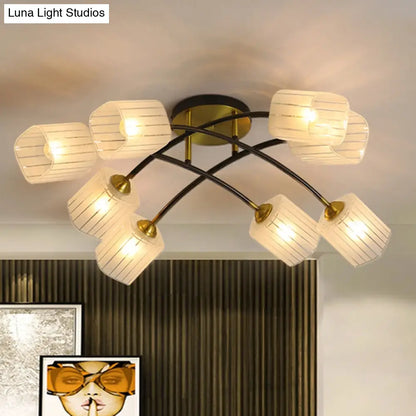 DecorBites™ Post Modern Brass Ceiling Light with Frosted Glass - 6/8-Light Flush Mount