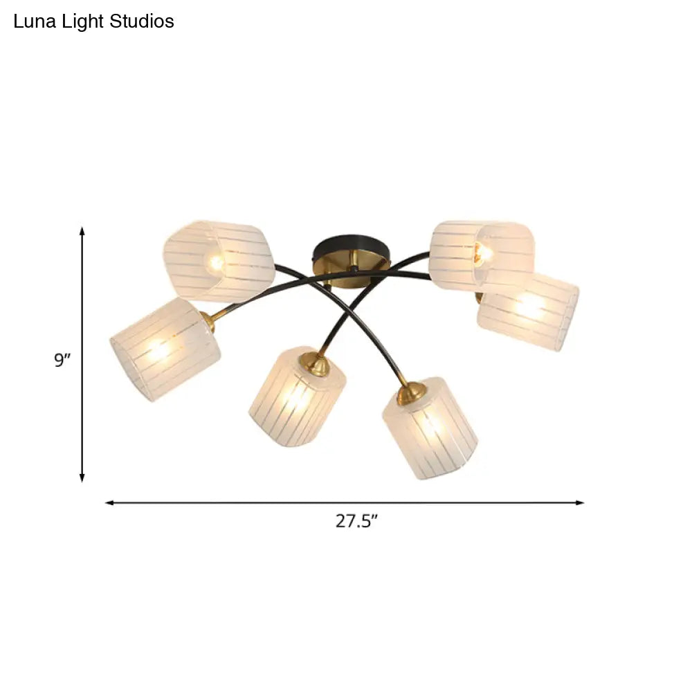 DecorBites™ Post Modern Brass Ceiling Light with Frosted Glass - 6/8-Light Flush Mount