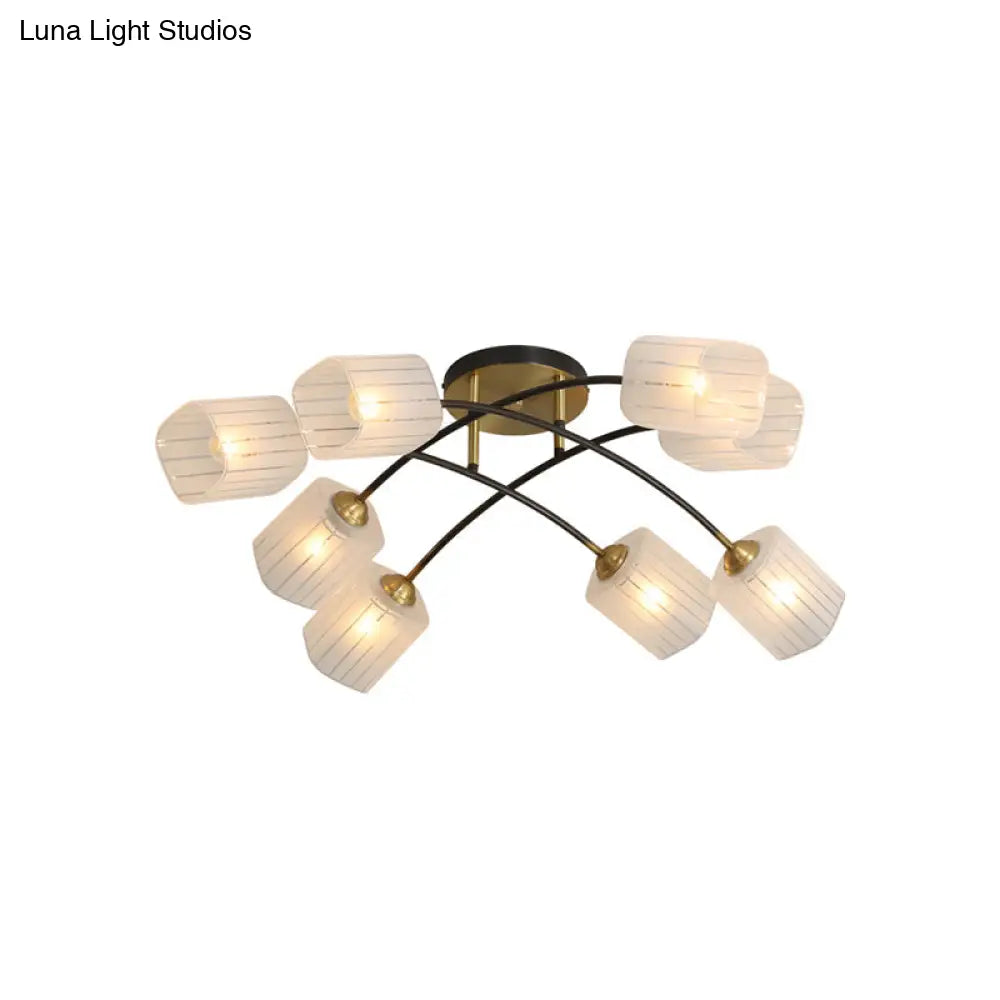 DecorBites™ Post Modern Brass Ceiling Light with Frosted Glass - 6/8-Light Flush Mount