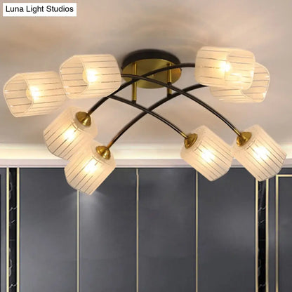 DecorBites™ Post Modern Brass Ceiling Light with Frosted Glass - 6/8-Light Flush Mount