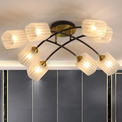 DecorBites™ Post Modern Brass Ceiling Light with Frosted Glass - 6/8-Light Flush Mount