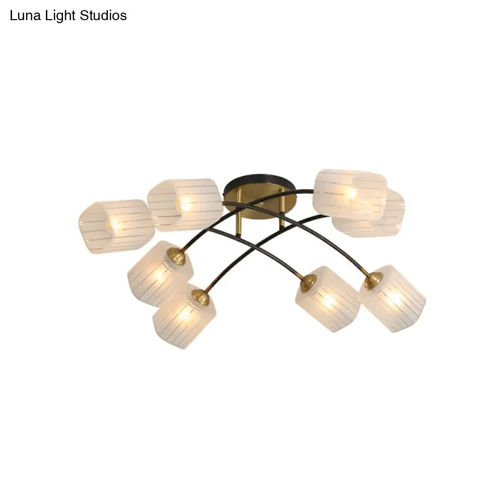 DecorBites™ Post Modern Brass Ceiling Light with Frosted Glass - 6/8-Light Flush Mount