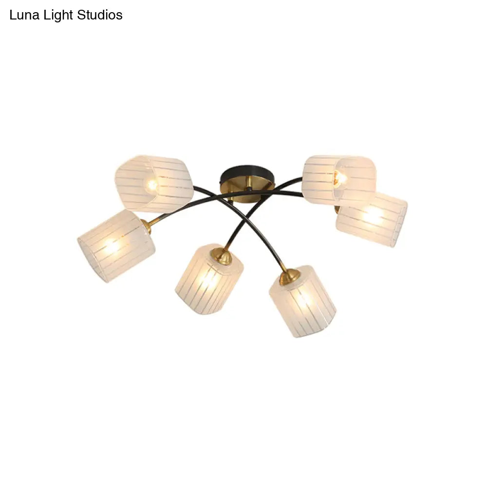DecorBites™ Post Modern Brass Ceiling Light with Frosted Glass - 6/8-Light Flush Mount