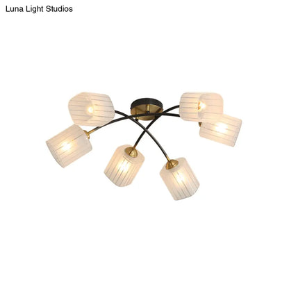 DecorBites™ Post Modern Brass Ceiling Light with Frosted Glass - 6/8-Light Flush Mount