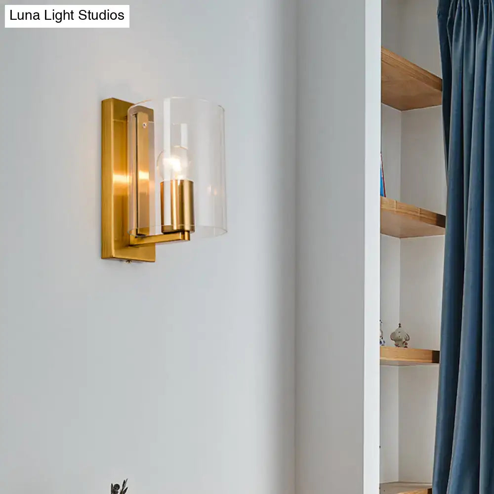 Post modern brass wall sconce bedroom clear textured white light
