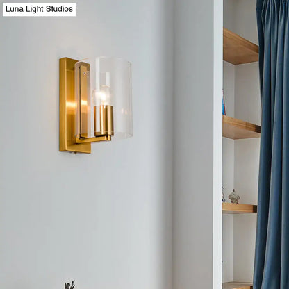Post modern brass wall sconce bedroom clear textured white light
